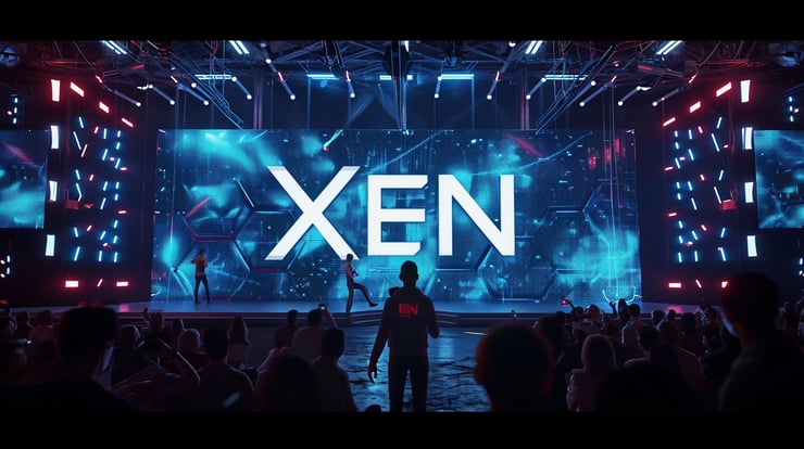 futuristic tech product launch stage