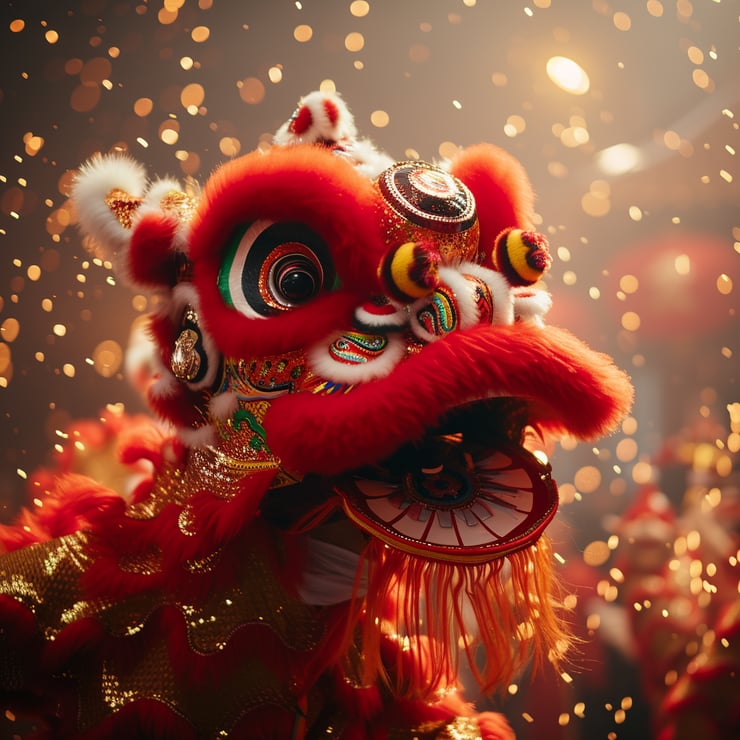 Dragon mascot dances