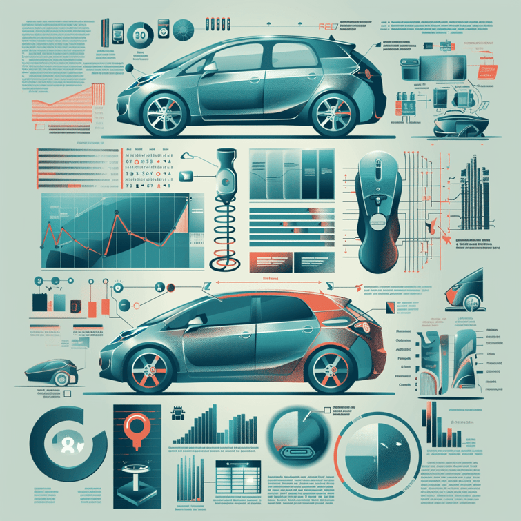 Infographic illustration of an ev vehicle