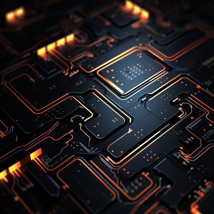 Tech innovation orange black background simple cool abstract 4k, data security