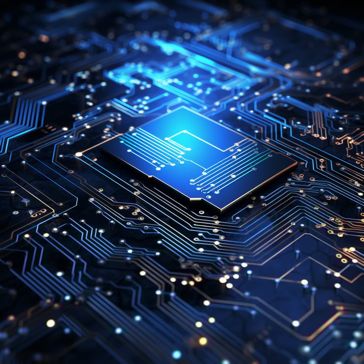 Tech innovation blue black background