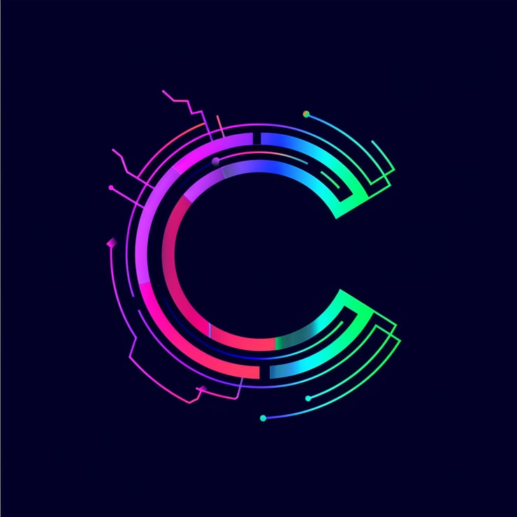 vectorized tech security logo with the letter "C" in the middle