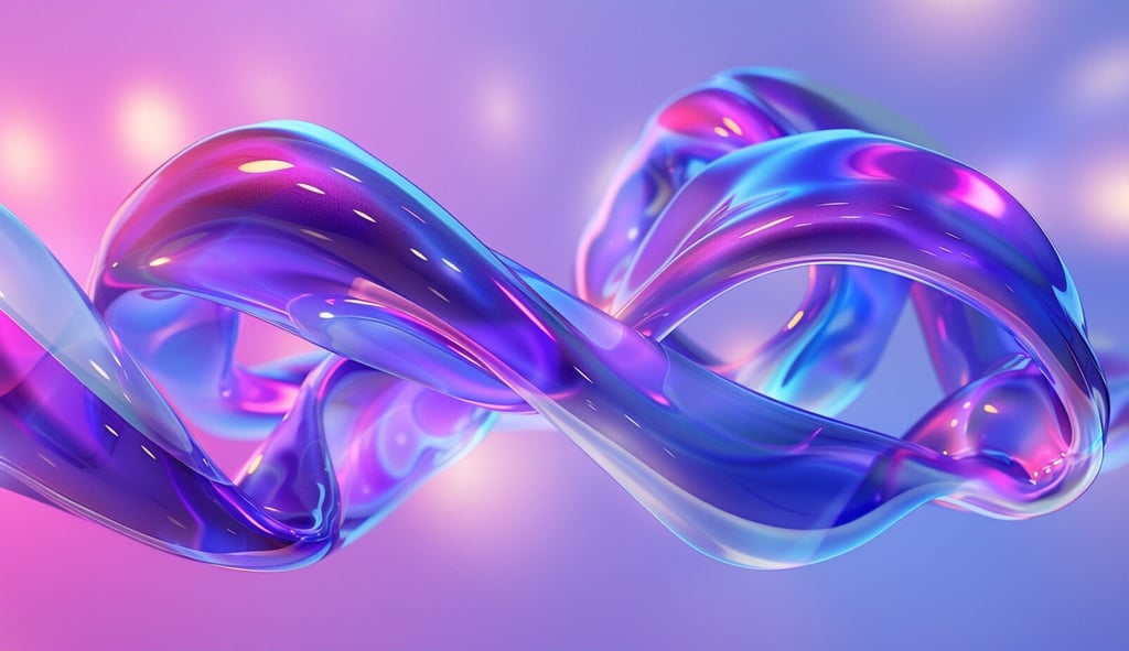 3D organic abstract surreal form in purple and blue gradient lighting