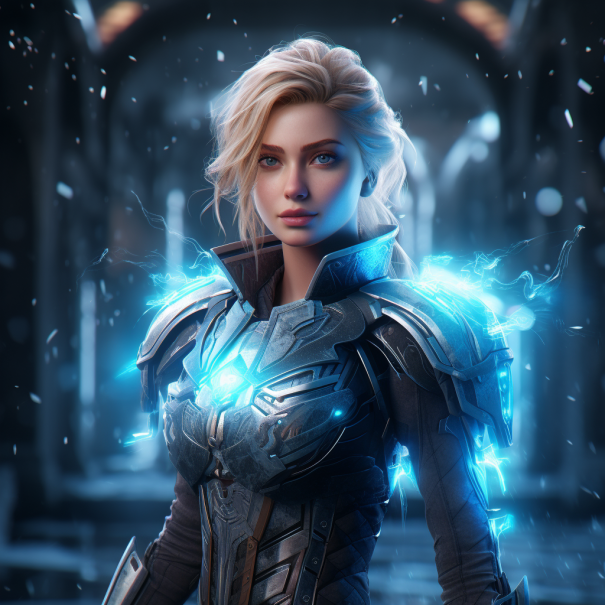 Visualize a portrait of Elsa from Disney's Frozen