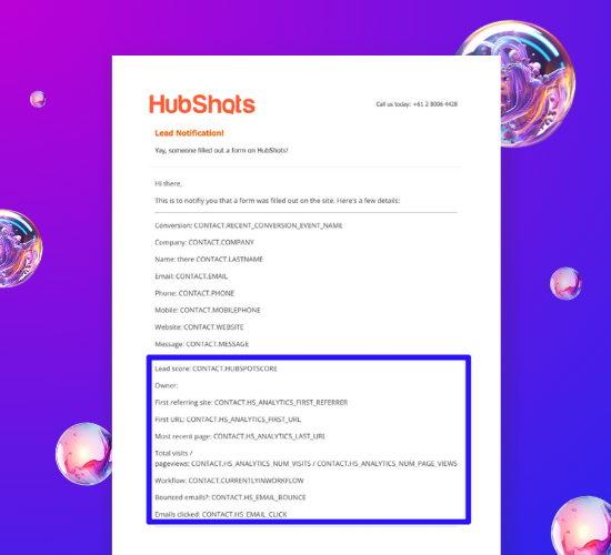 HubSpot Internal Notification Email