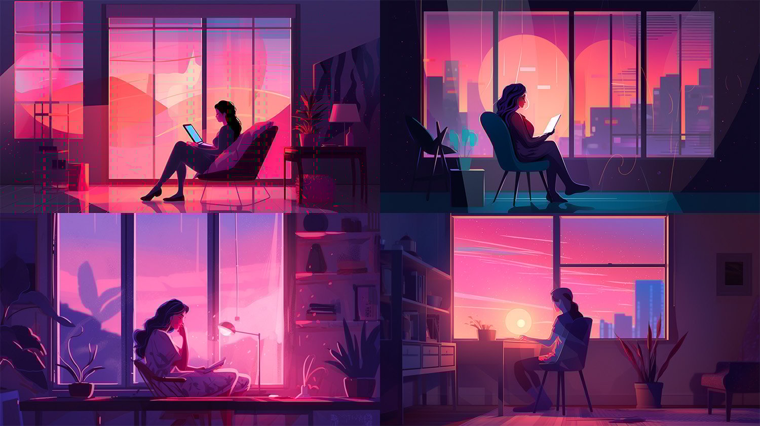 Digital Illustration of Pink and Purple Vector 