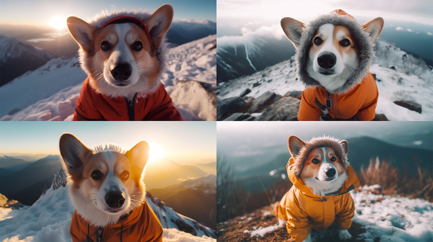 Cute Corgi Dog Taking Selfie In Front of the Mountain