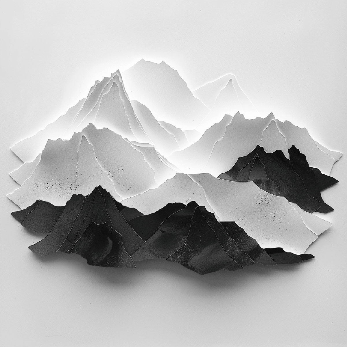 Mountains in black and white cut out