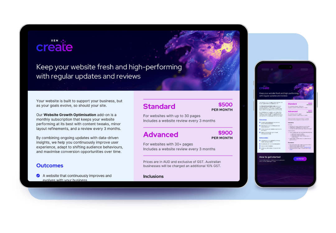 Website Growth Optimisation brochure