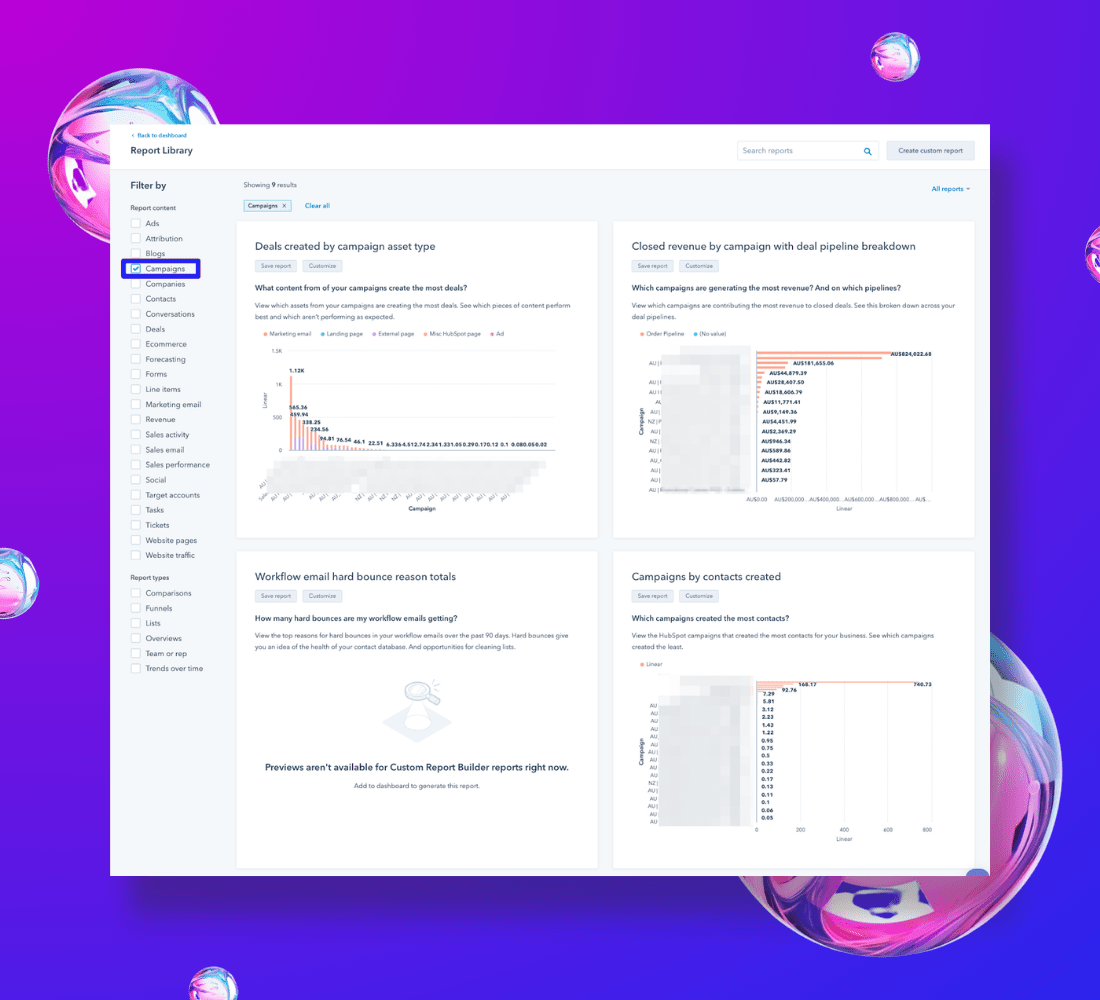 HubSpot Dashboards