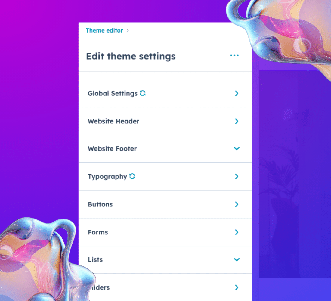 Setting up the theme settings